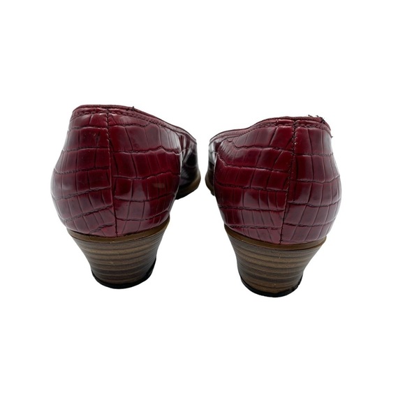 Vintage QualiCraft Casualets Red Crocodile Embossed Block Heels Pumps Size 9 - Picture 4 of 16